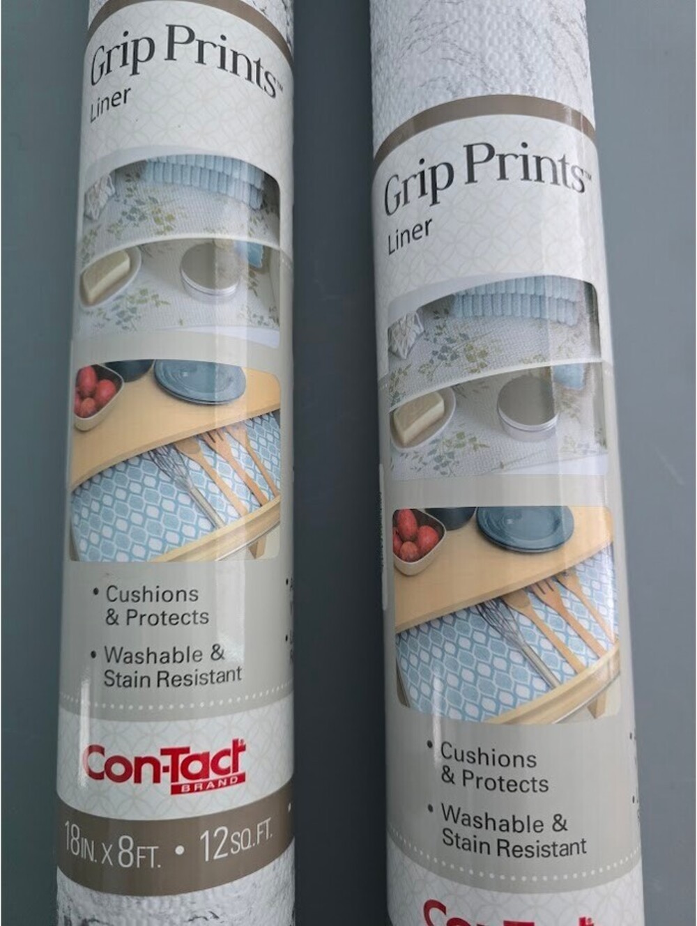 Con-Tact Grip Prints Marble Drawer Liner 18" x 8' Set of 2